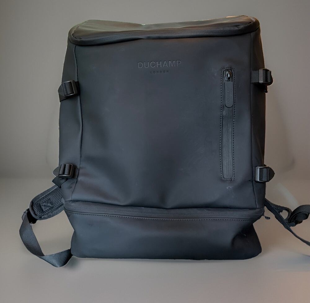 Duchamp London Black Laptop Backpack Rubberized Commuter Travel MSRP $205